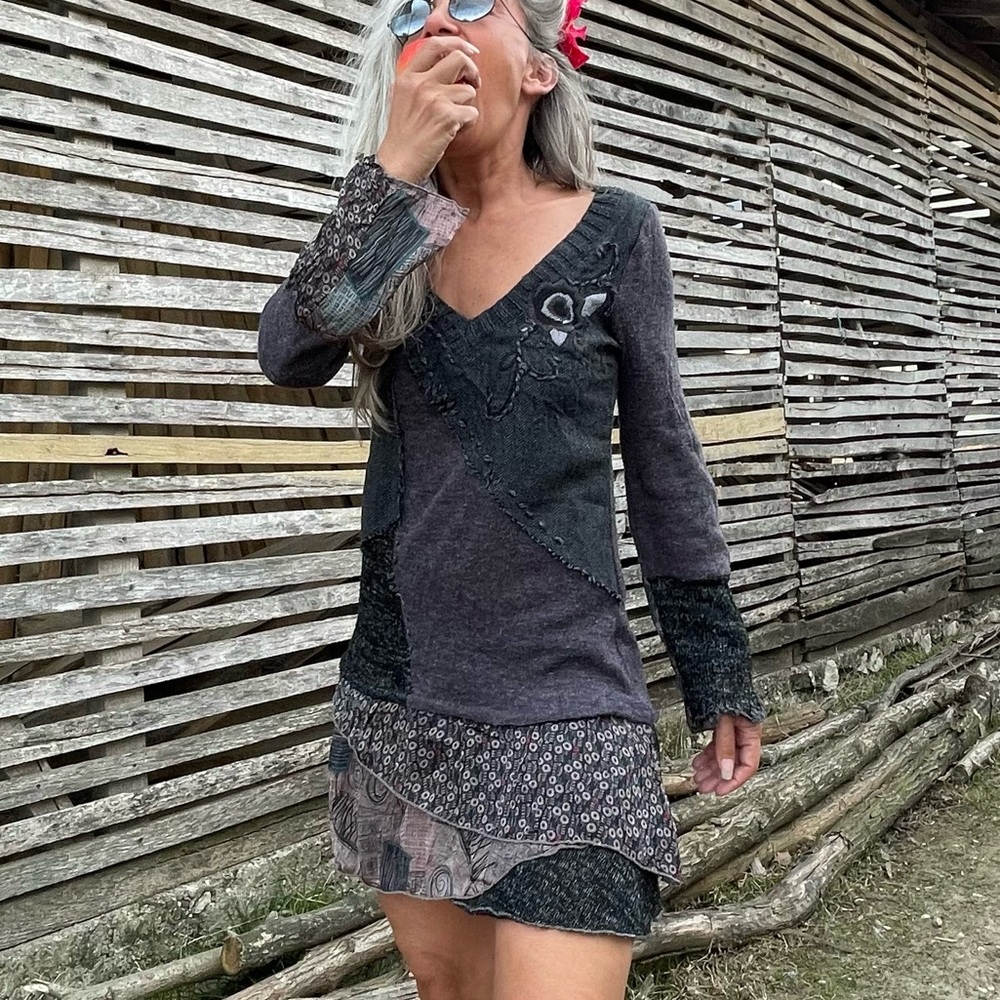 Stylish Black and Gray Patchwork Dress